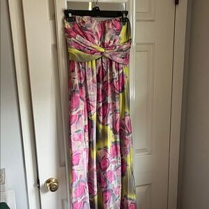 Jessica Simpson Strapless Floral Dress - Pink and Yellow